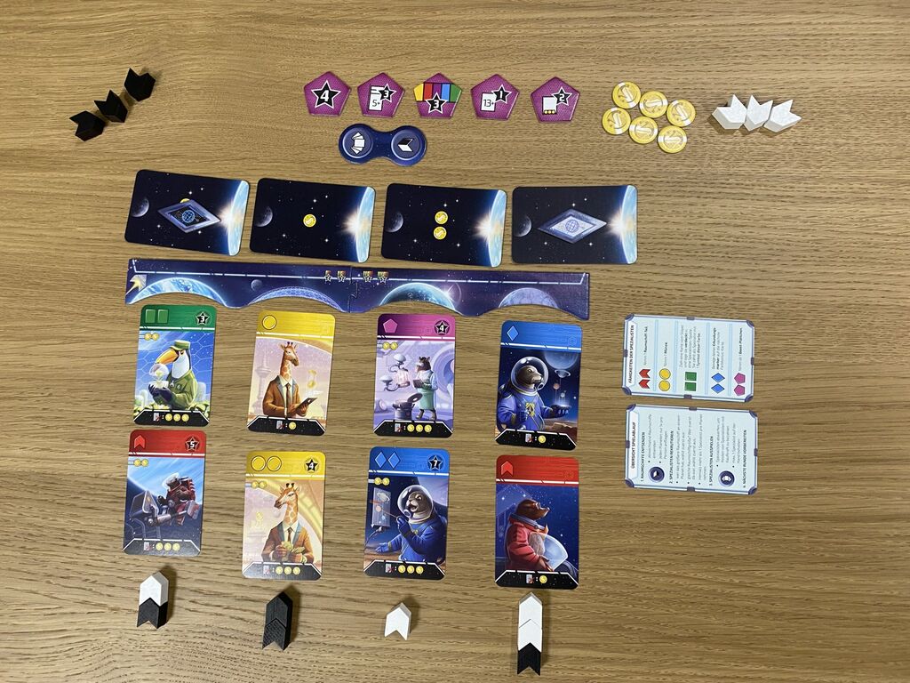 Spielmaterial von "Four Planets".