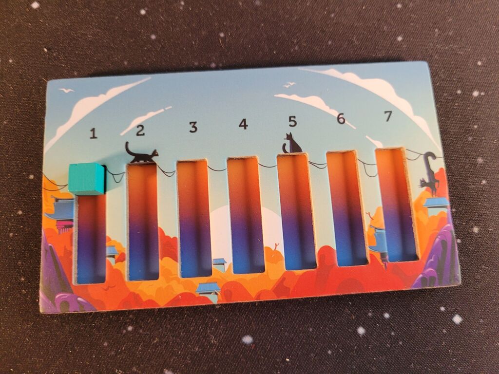 Kleines Tableau mit Spalten als Platz für Würfel.