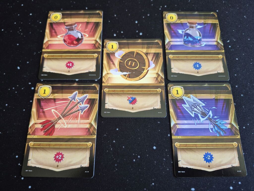 Karten mit Illustration und Symbolen.