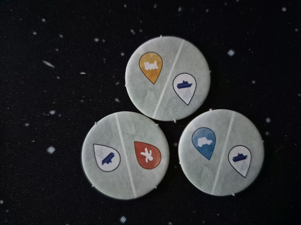 Drei Marker mit Symbolen.