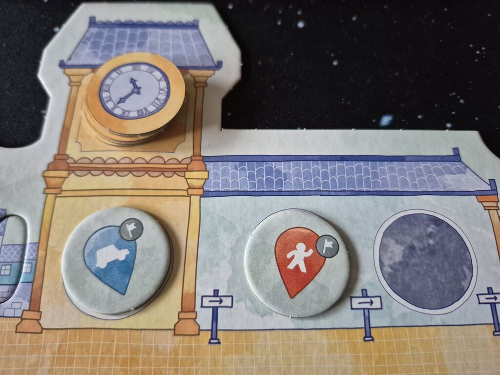 Spielplanausschnitt mit zwei Markern.