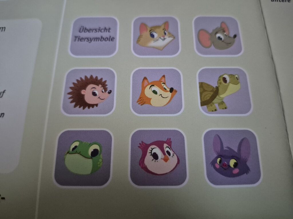 Acht Tierköpfe aus der Anleitung von "Turm der Tiere".