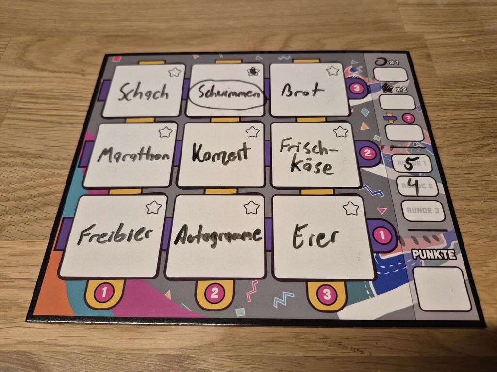 Ausgefülltes Tableaus aus "Dito!".