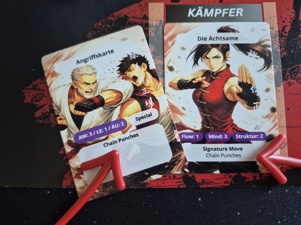Karten mit Text, Illustration und Zahlen.