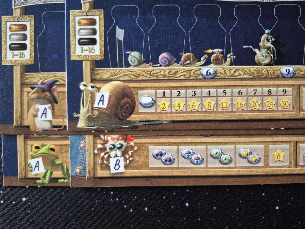 Spielplanausschnitt mit Wertungsskala.