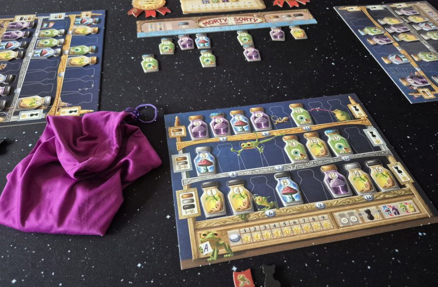Spielmaterial im Spielverlauf.