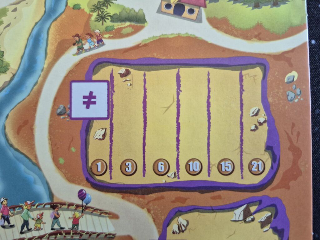 Anderer Spielplanausschnitt mit Trennlinien und Zahlen im Dinogehege.