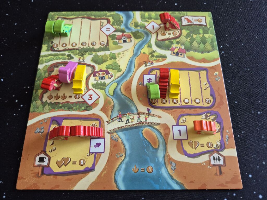 Spielplan mit Spielfiguren.