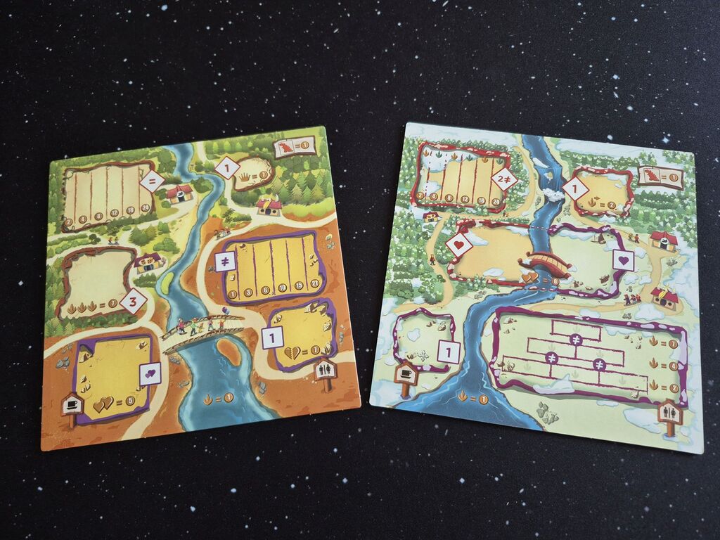 Unterschiedliche Spielpläne aus "Draftosaurus".