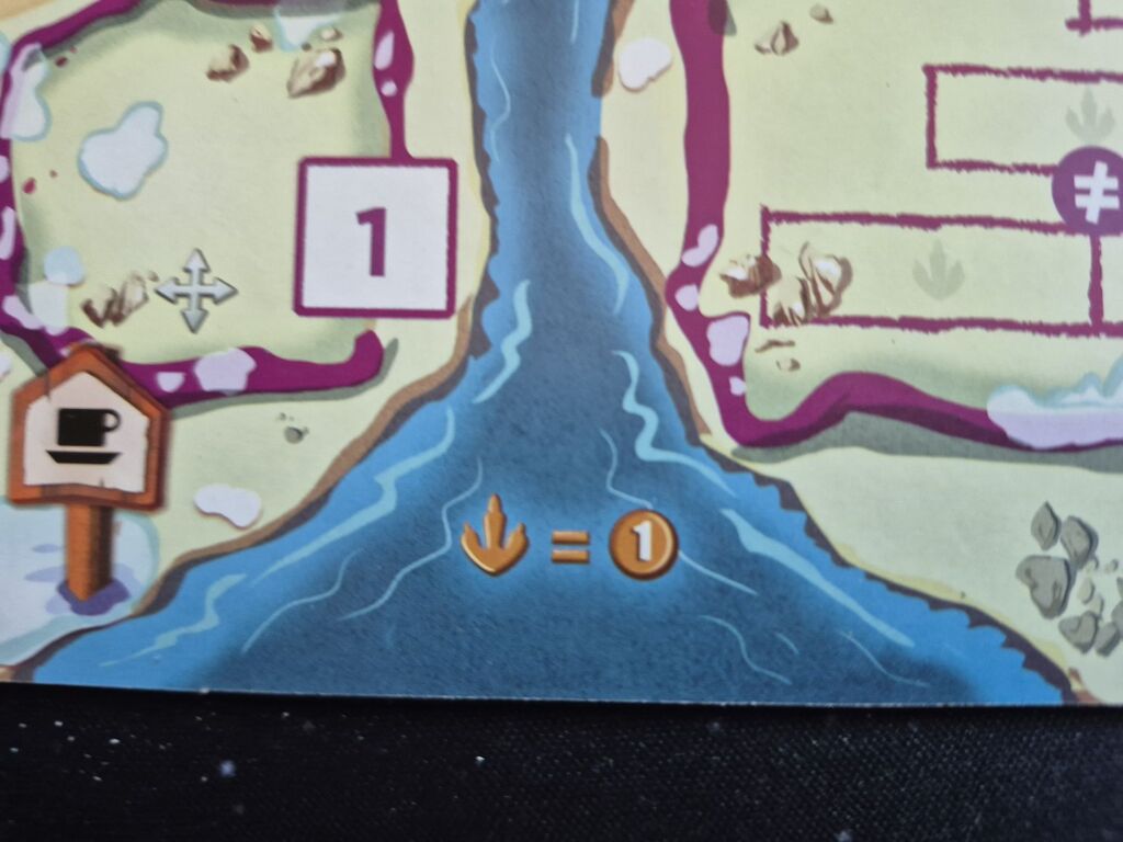 Spielplanausschnitt mit Fluss und Schnee.