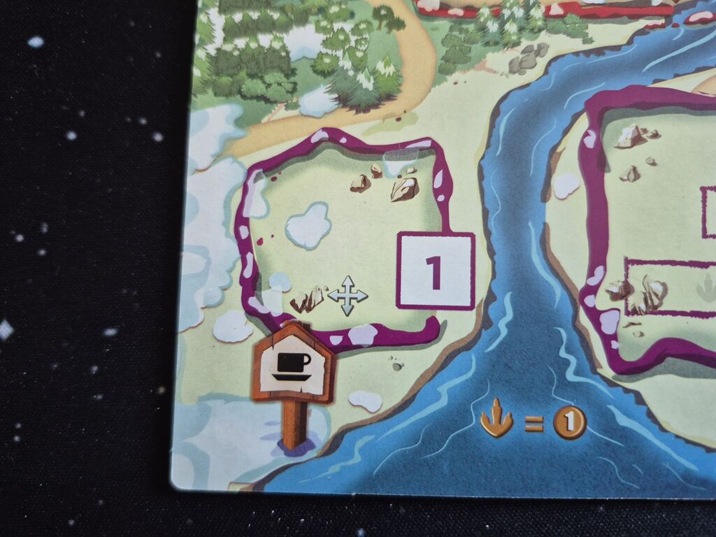 Spielplanausschnitt mit Zahl und Symbolen.