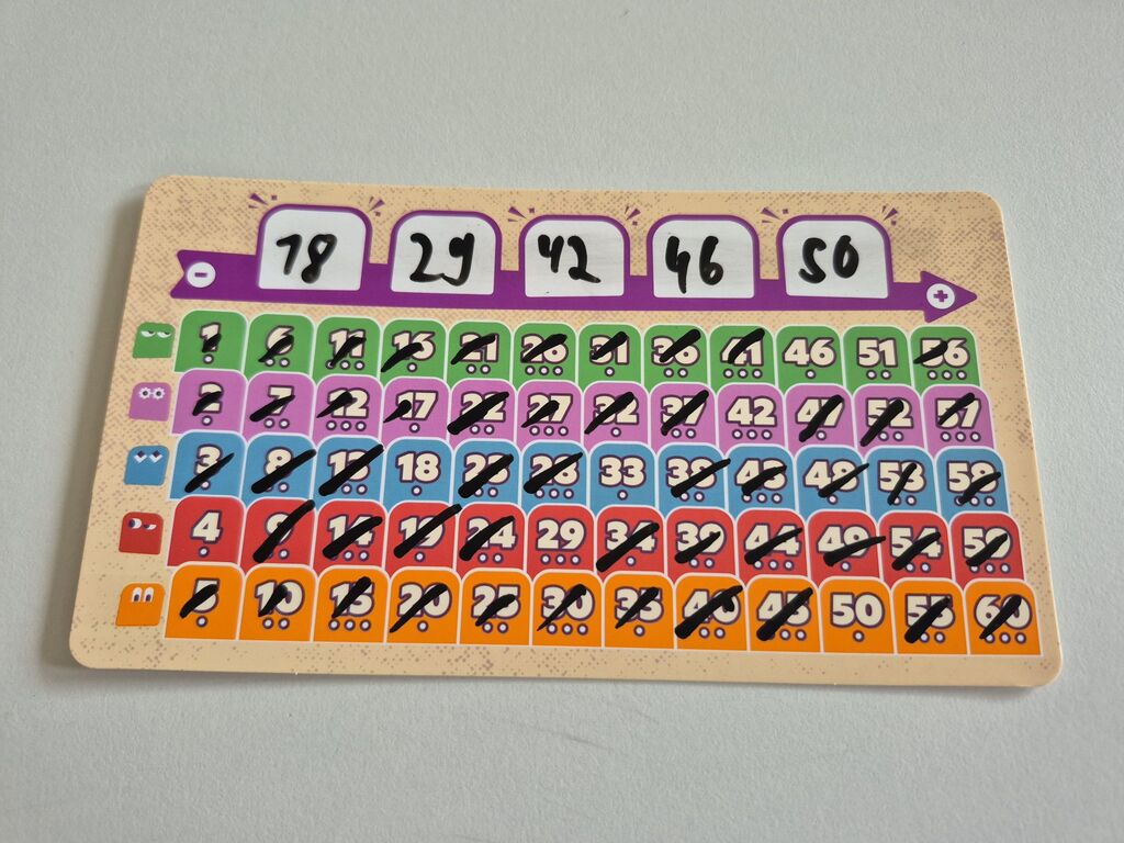 Ausgefülltes Zahlentableau aus "Got Five!".