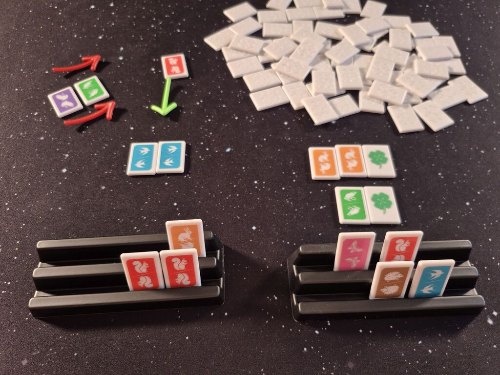 Spielsteine in veränderter Anordnung.