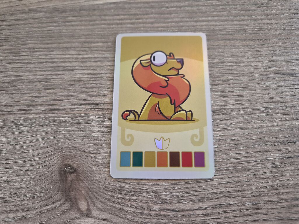 Karte mit Comic-Löwe aus "Collect!".