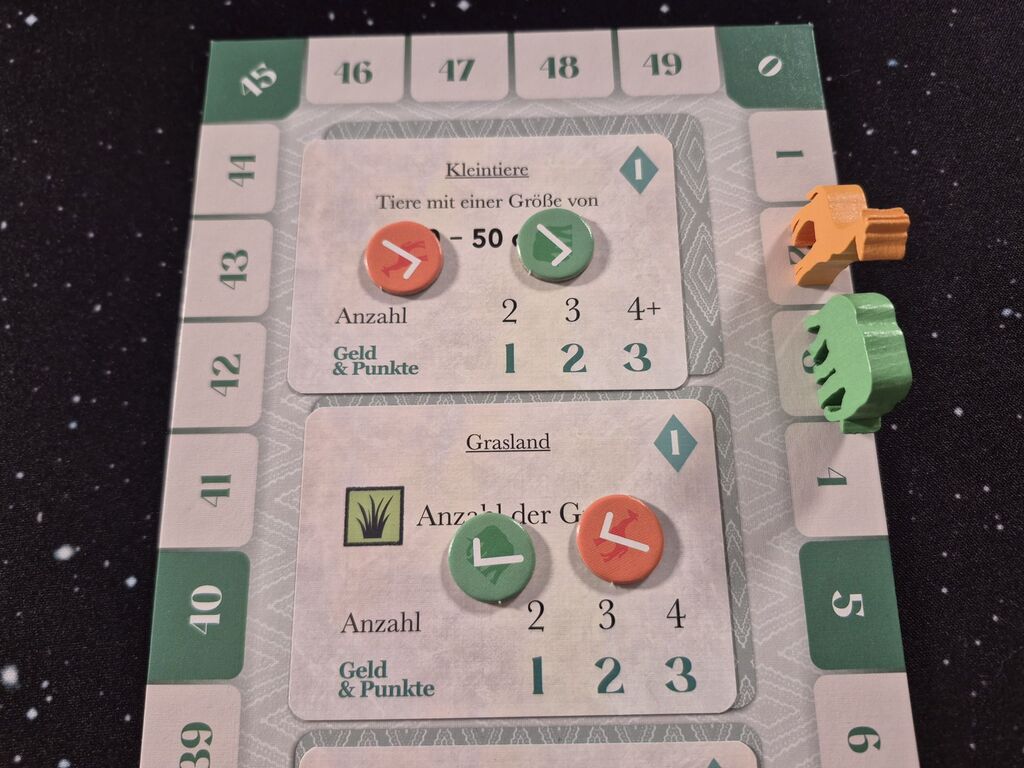 Spielplan-Ausschnitt mit Markern.