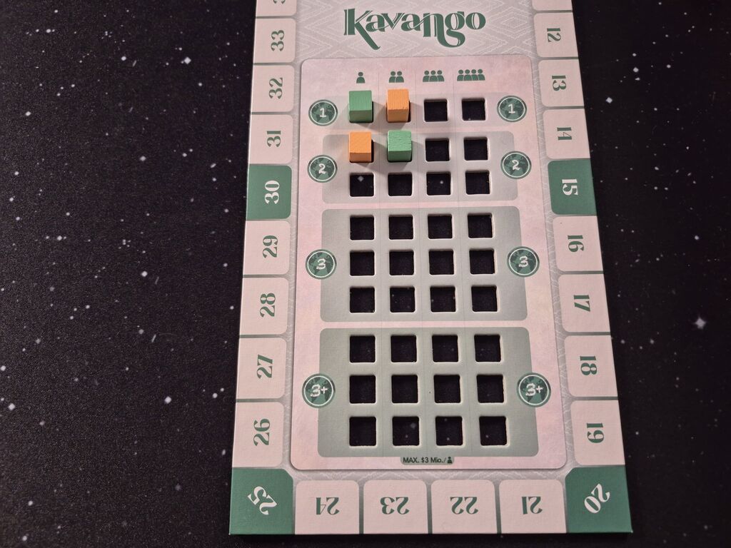 Spielplanausschnitt mit wenigen Markern und leerem Raster.