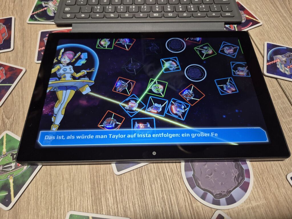 Tablet bei Auswertung von "Light Speed Arena".