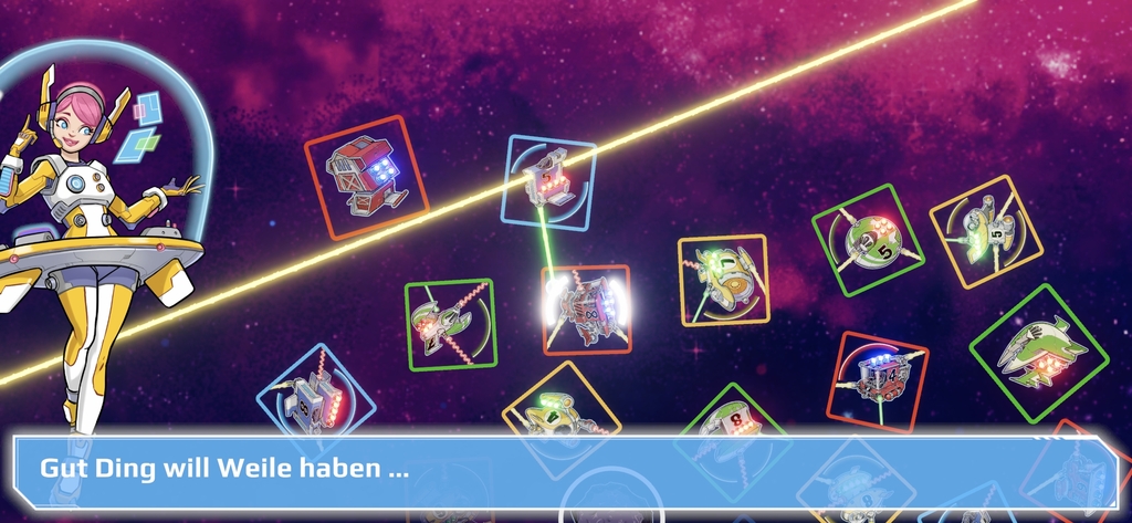 Screenshot mit Text und Symbolen aus "Light Speed Arena".