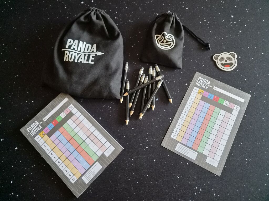 Spielmaterial von "Panda Royale", Würfel alle im Beutel.