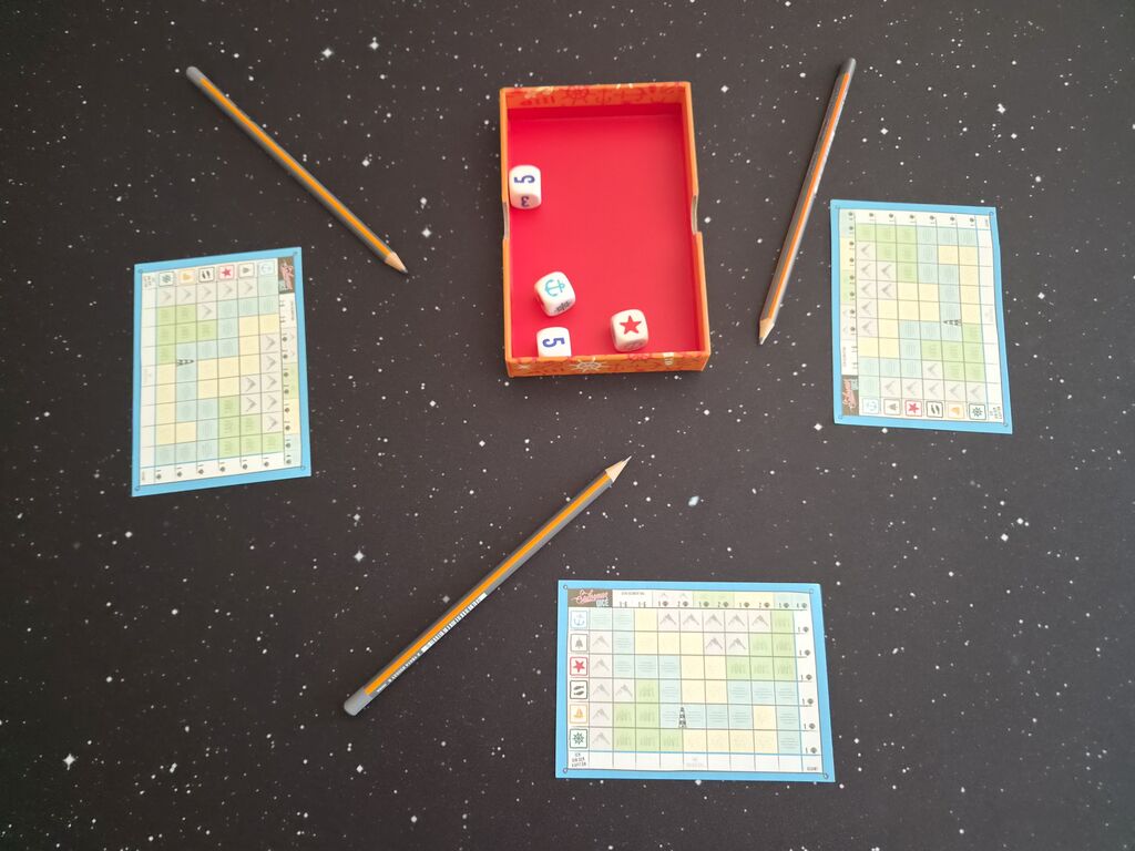 Spielaufbau von "Sailorman-Dice".