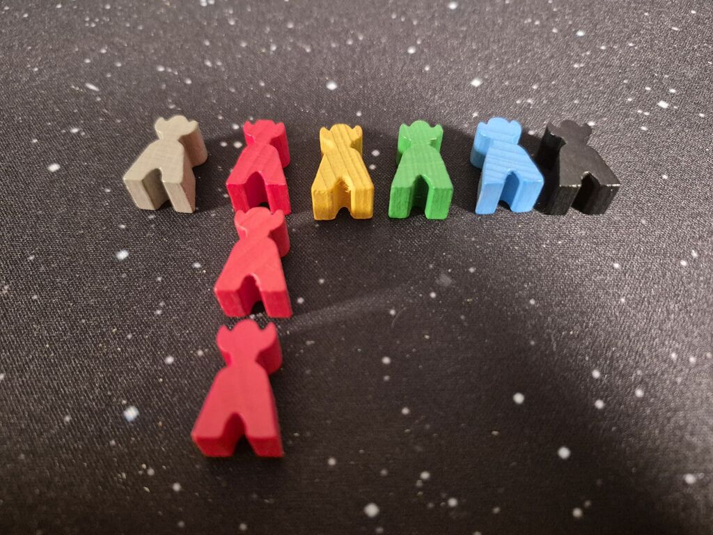 Meeple in verschiedenen Farben aus "Wikinger".