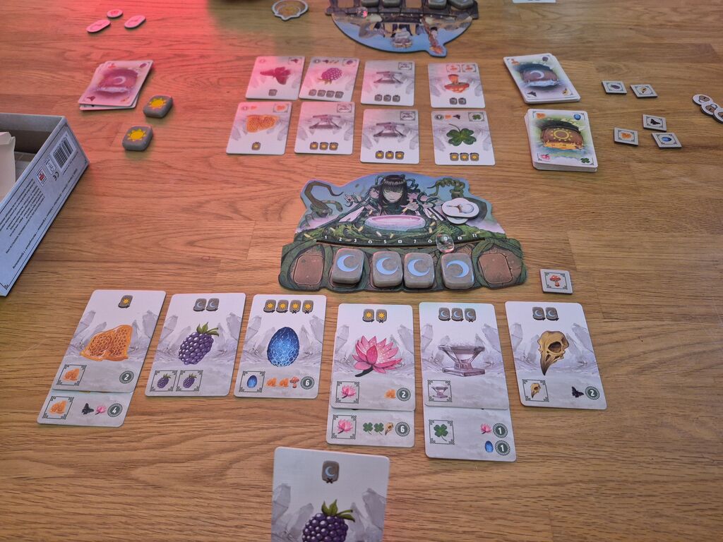 Spielmaterial im Spielverlauf.