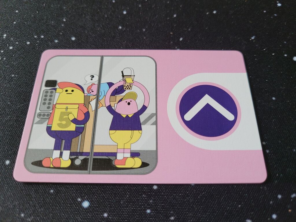 Karte mit Illustration und Pfeil nach oben.