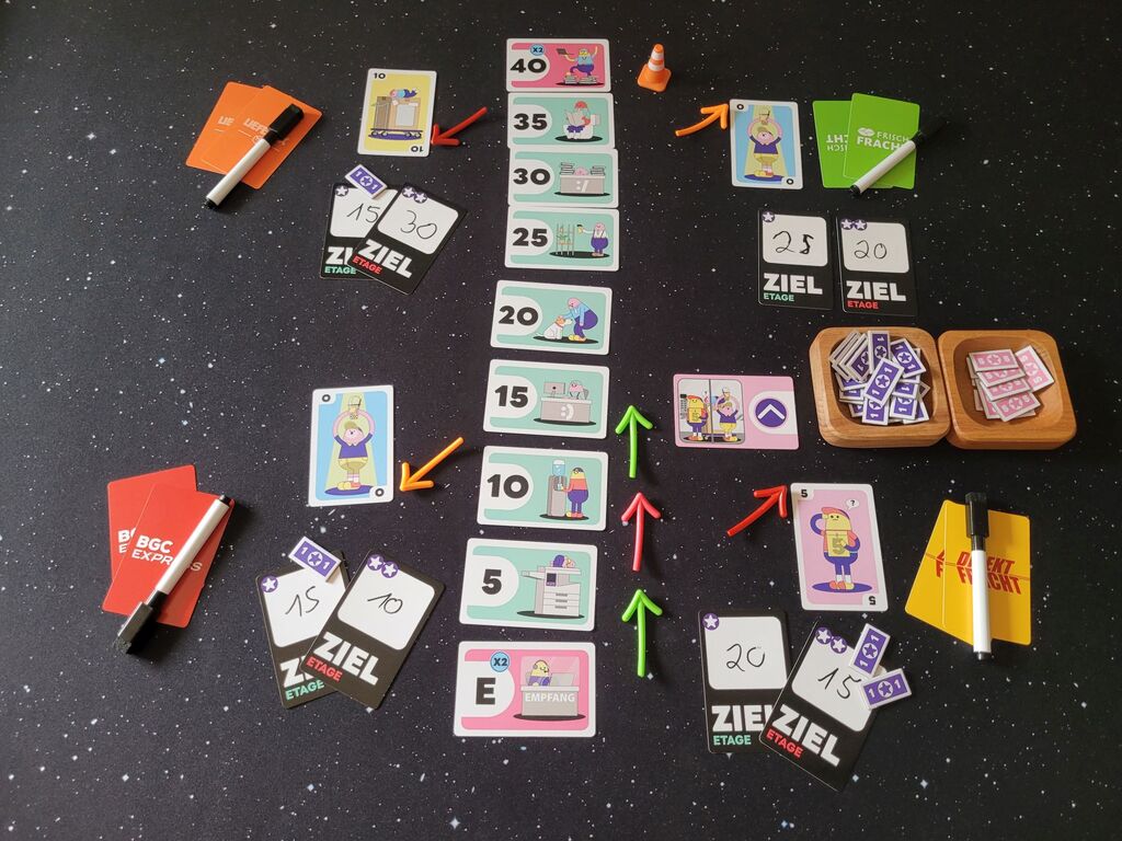 Spielmaterial mit Pfeilen.