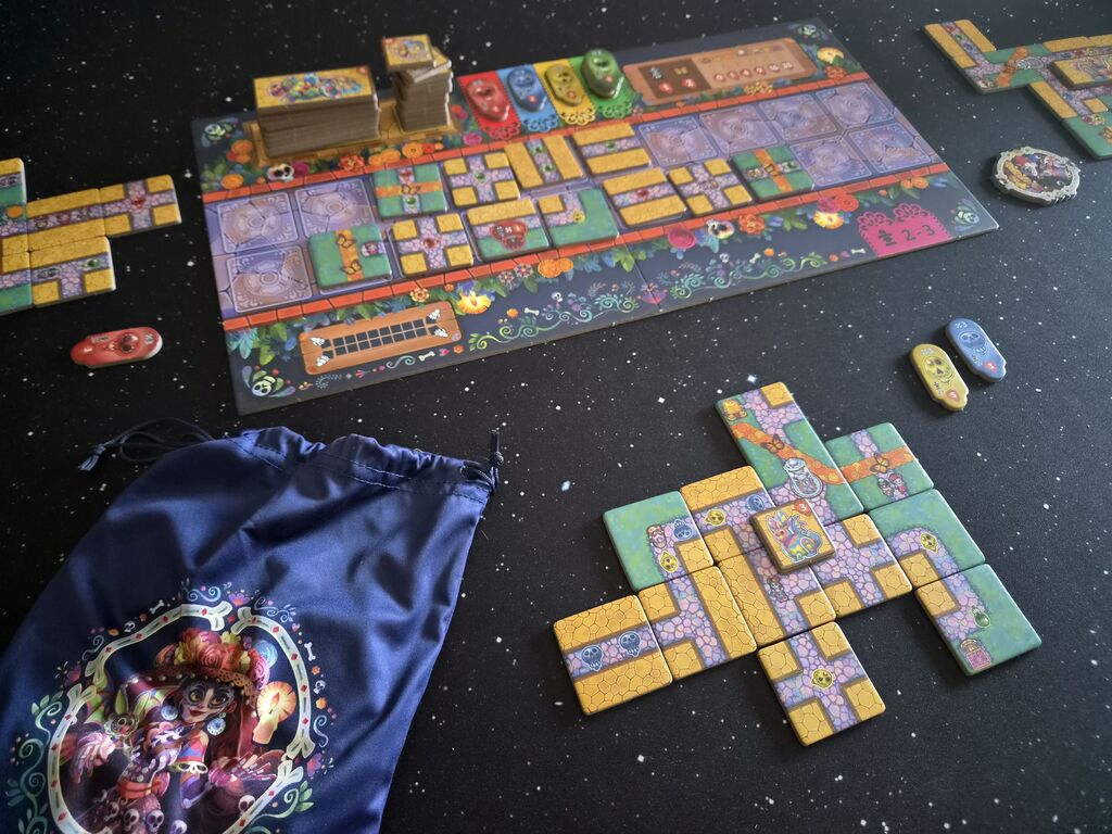 Spielmaterial im Spielverlauf von "Viva Catrina".