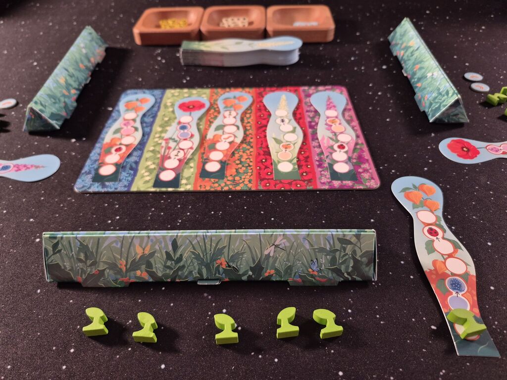 Spielmaterial von "Wildwuchs" im Aufbau".