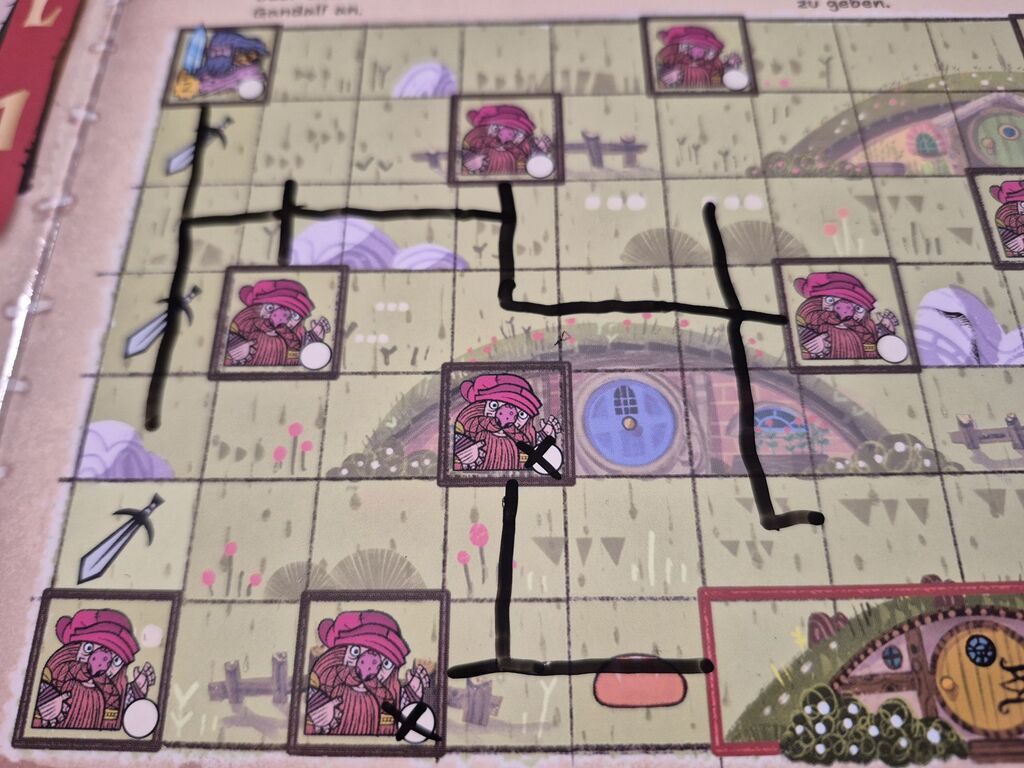 Spielplanausschnitt mit gezeichneten Linien.