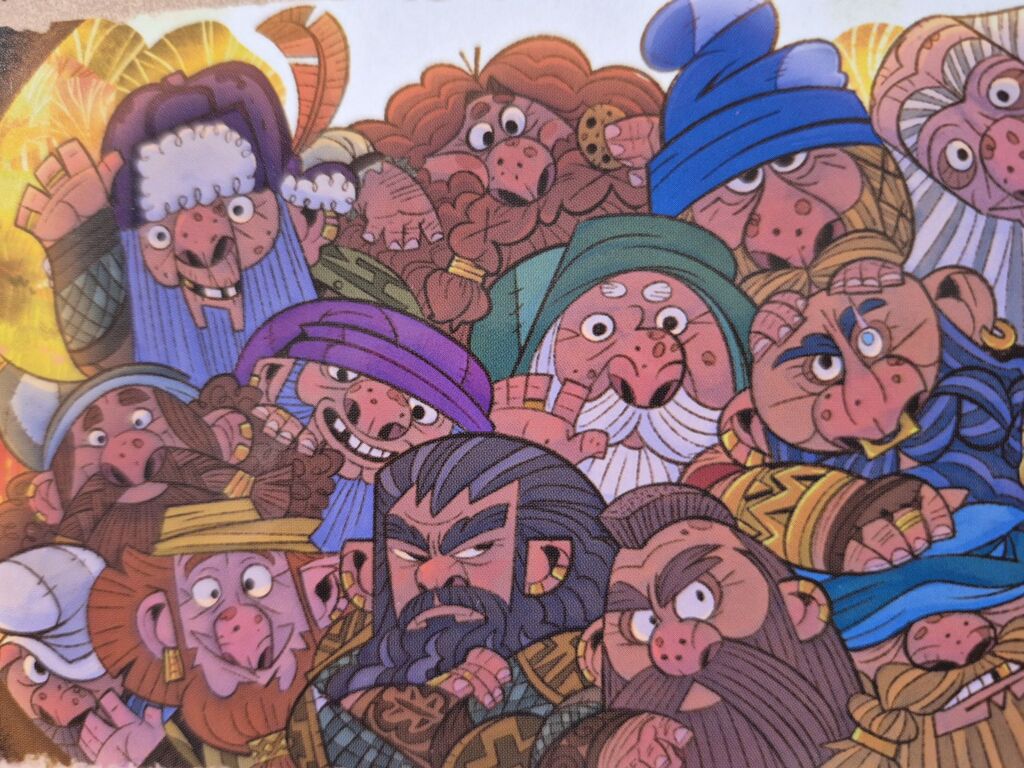 Illustration mit vielen Zwergenköpfen.