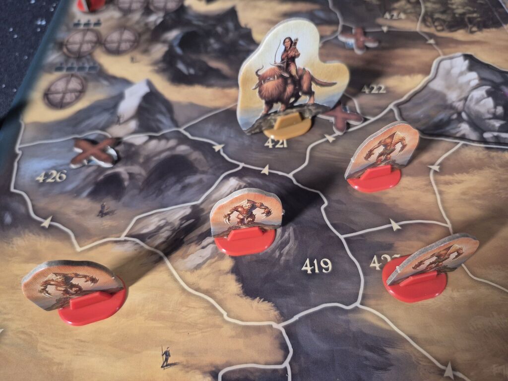 Spielplanausschnitt mit Spielfiguren.