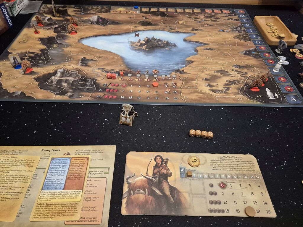 Spielmaterial im Spielverlauf.