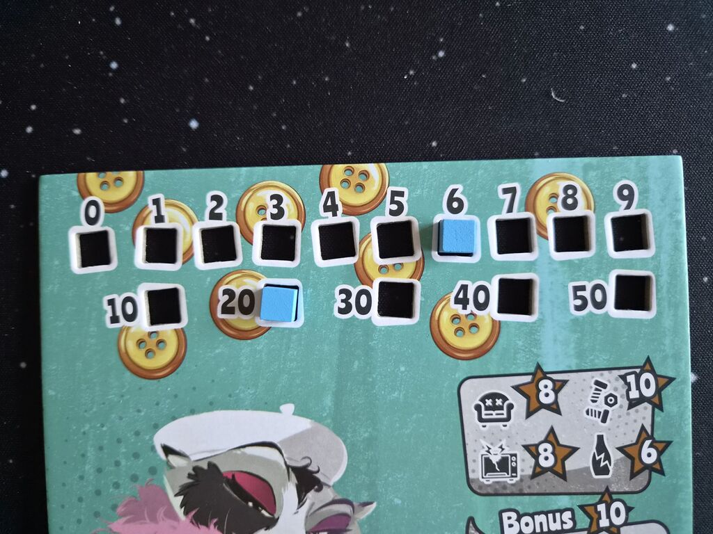 Zählleiste für Knöpfe auf Spielertableau.