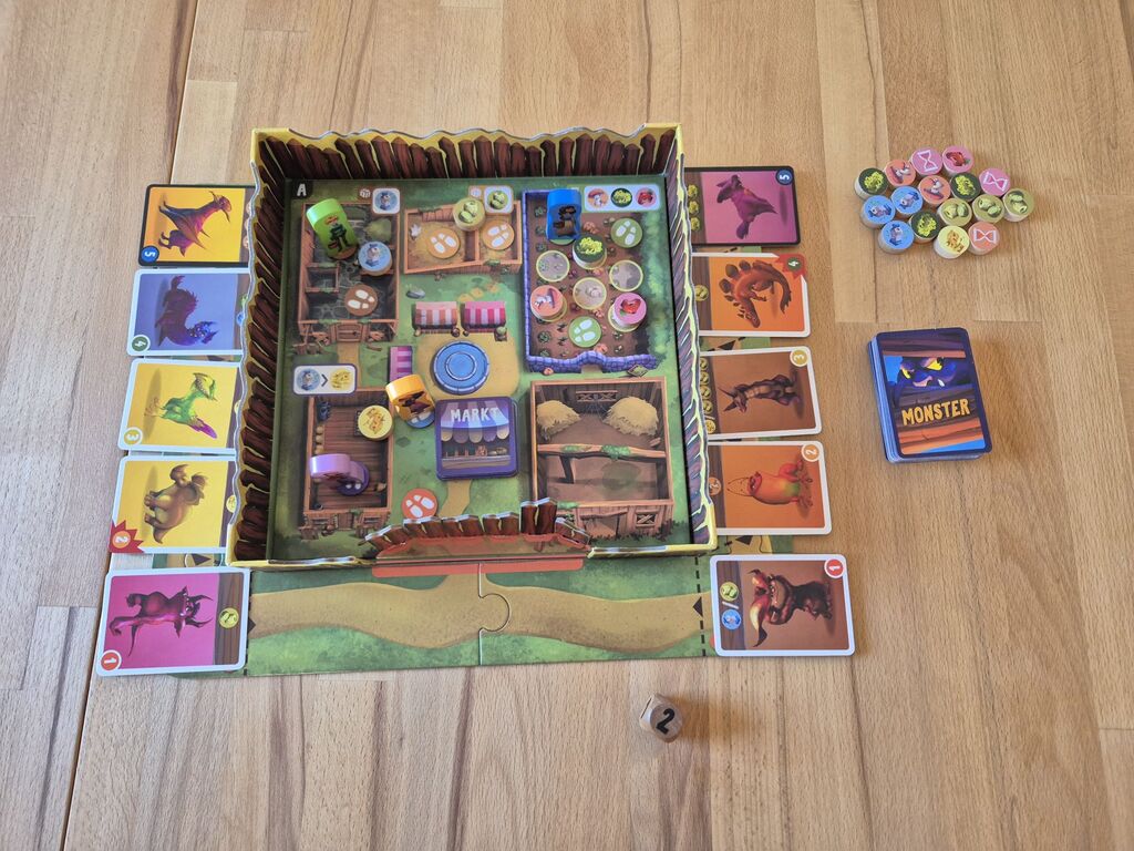 Spielmaterial aufgebaut.