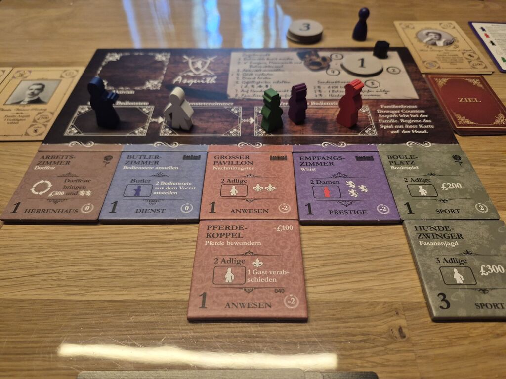 Spielmaterial von "Obsession" im Spielverlauf.