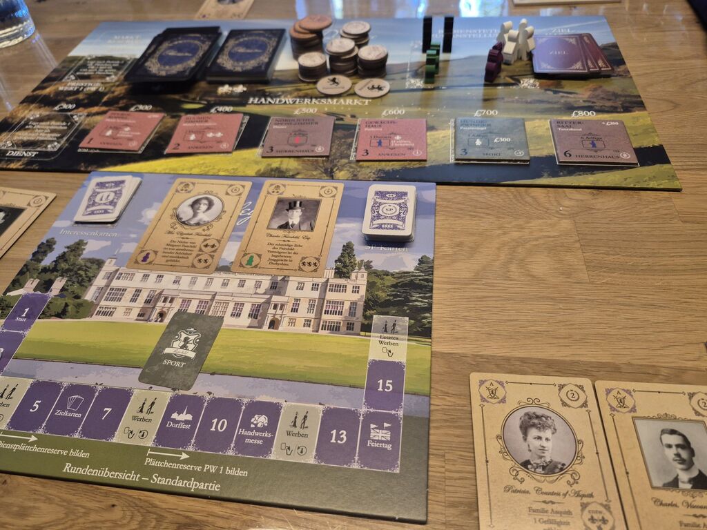 Spielmaterial im Spielverlauf.