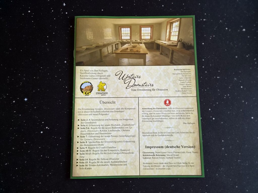 Anleitung von "Obsession – Upstairs, Downstairs".