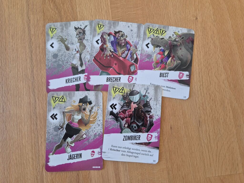 Karten mit Zombies und Text.