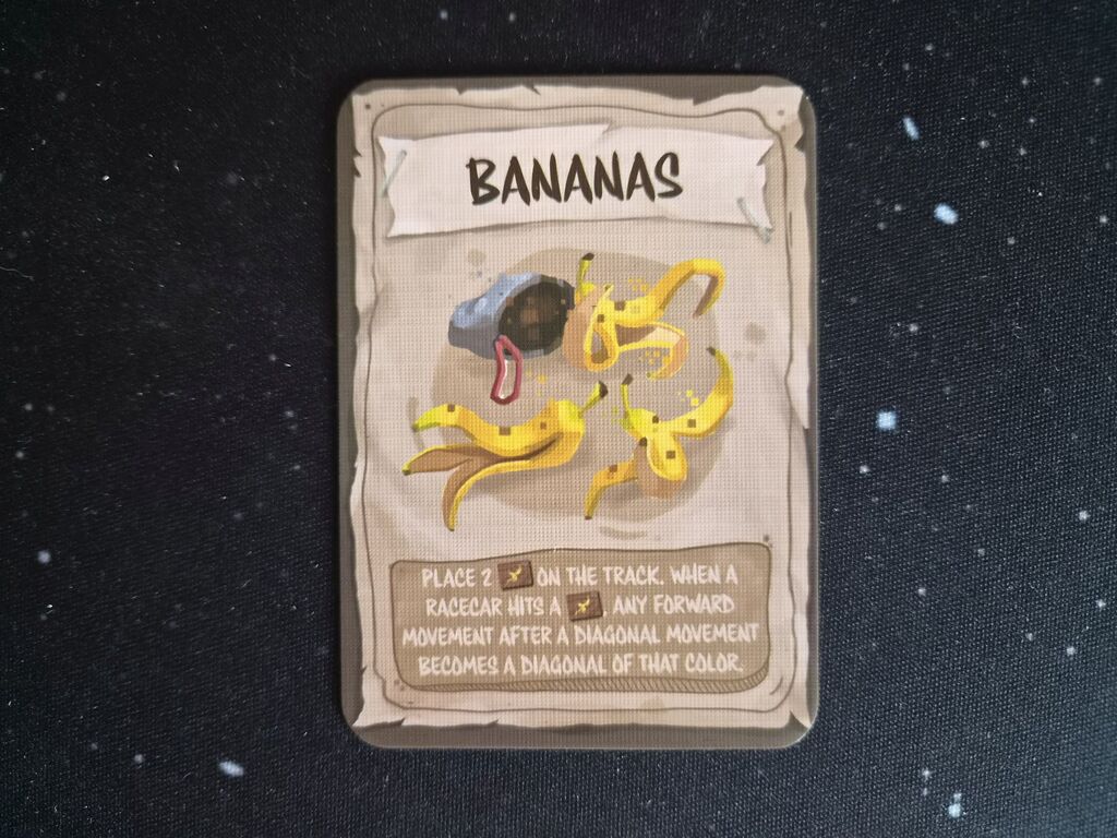Karte mit Bananenschalen und Text.