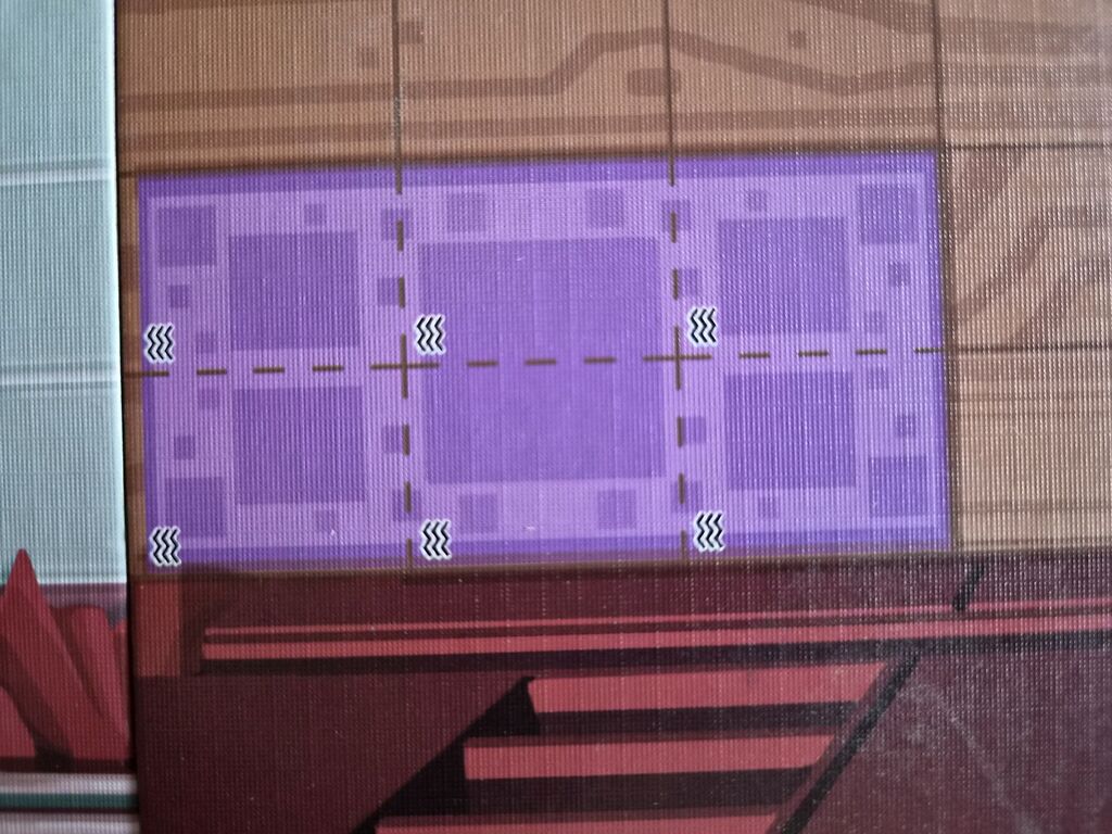 Spielplanausschnitt mit Feldern und Symbolen.