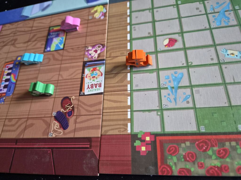 Spielmaterial im Spielverlauf von "Tiny Turbo Cars".