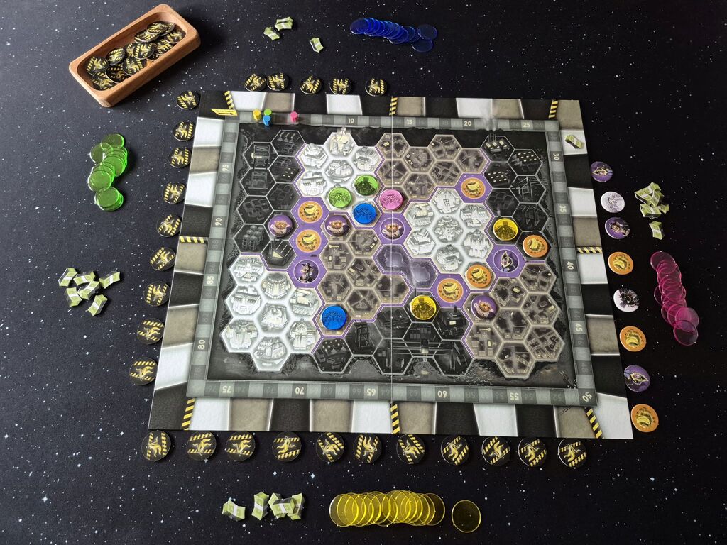 Spielmaterial im Spielverlauf.