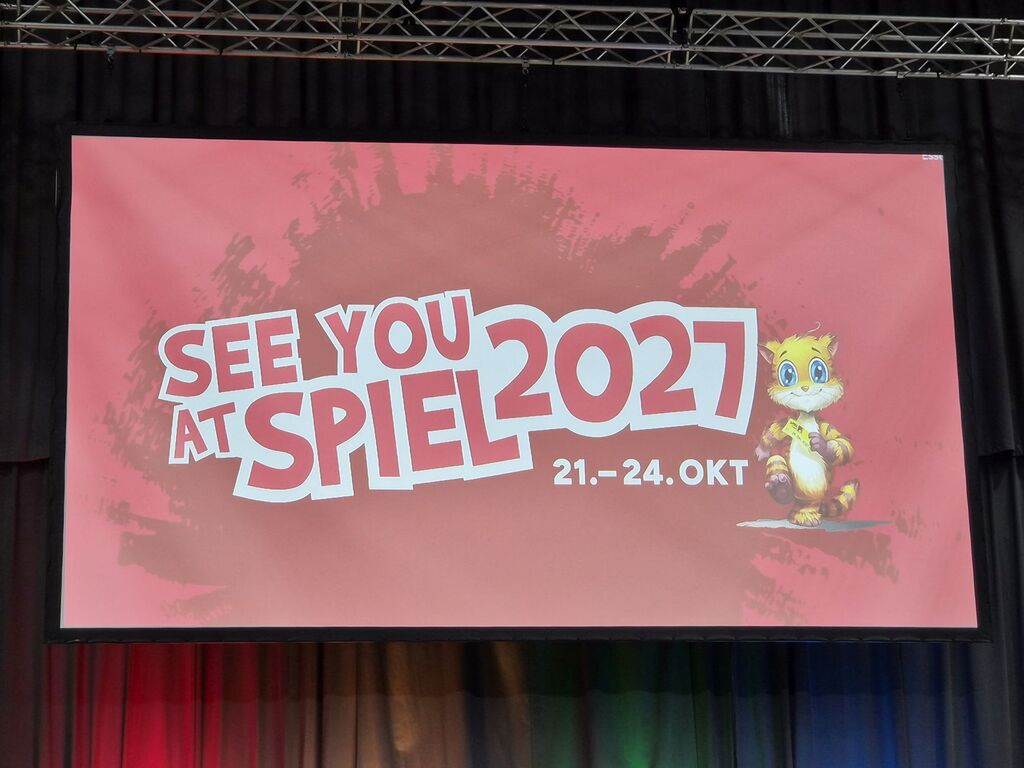 Bildschirmpräsentation bei der SPIEL 2026.