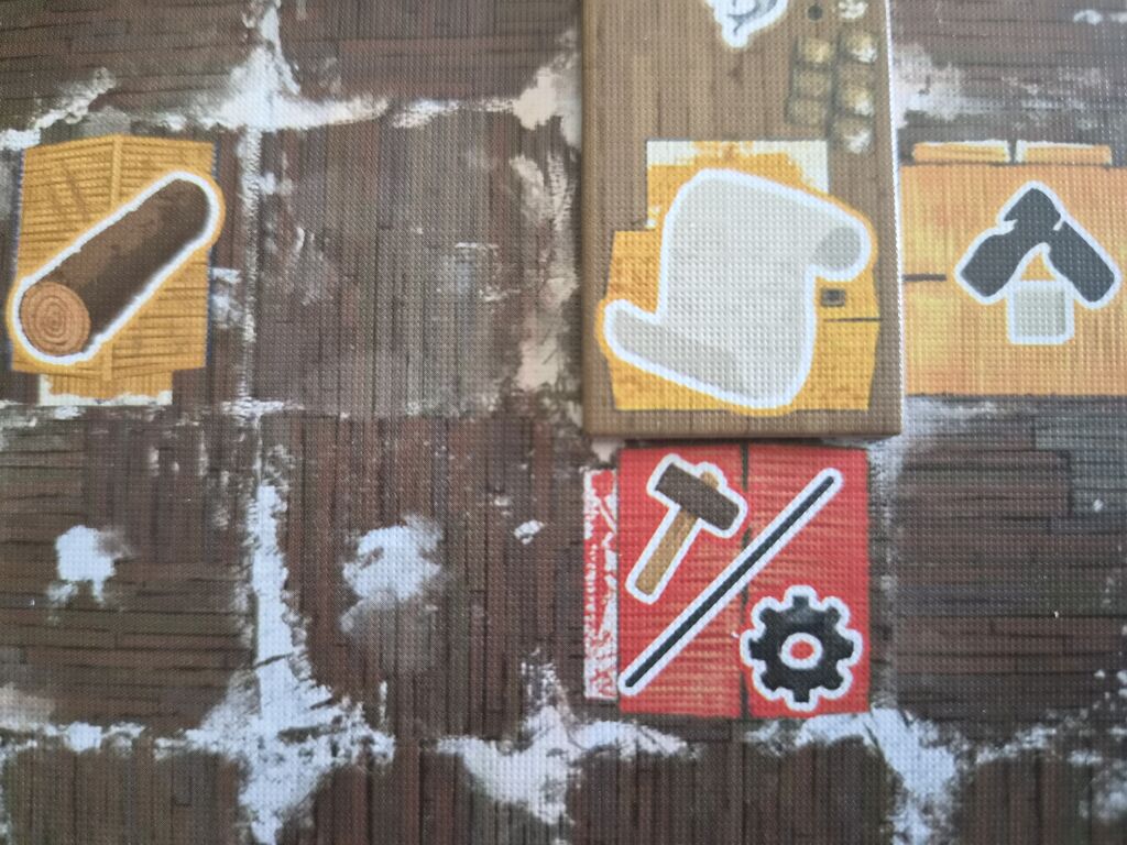 Spielplanausschnitt mit Symbolen.