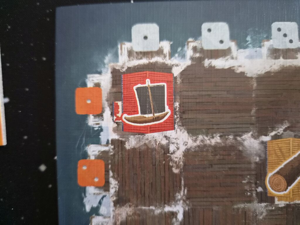 Feld auf Spielertableau mit Schiff.