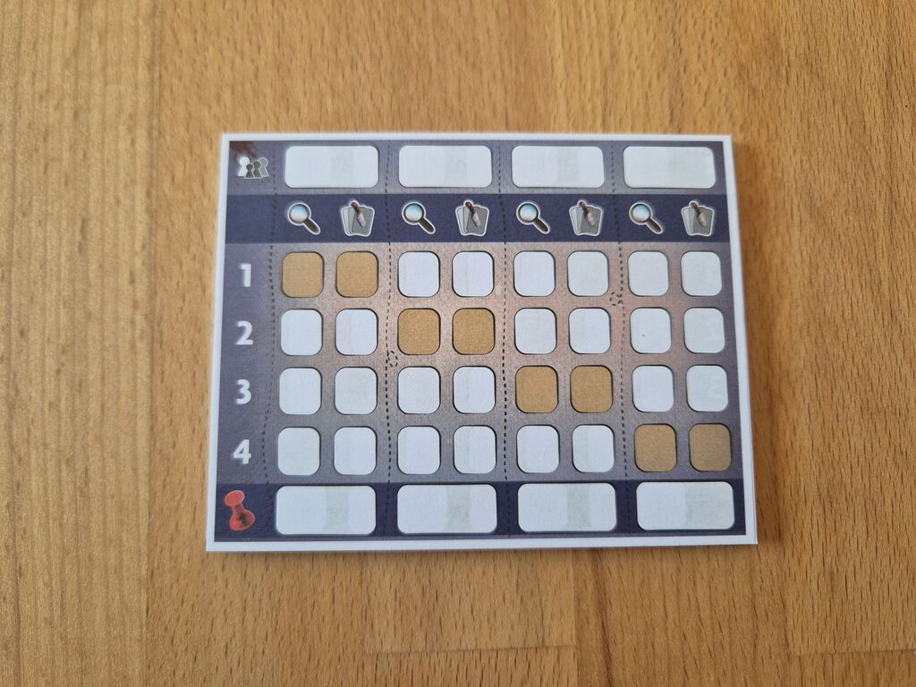 Wertungsblock mit Raster und Symbolen.